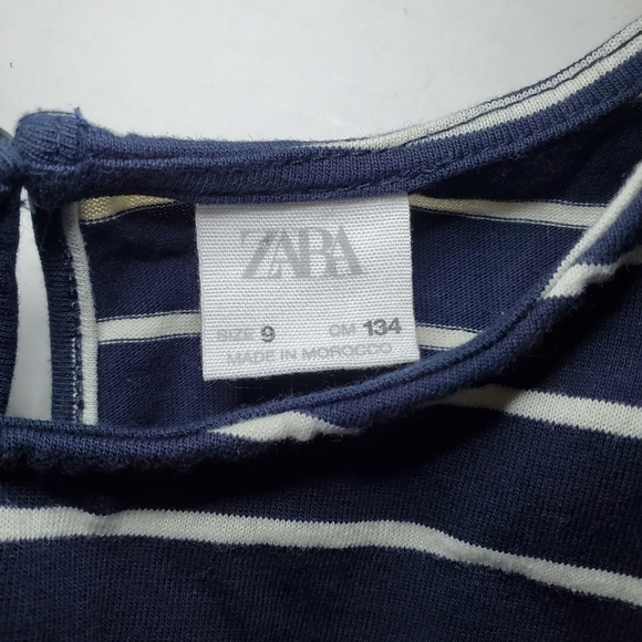 Zara Kids Girl Short Striped Jumpsuit Navy White Size 9 Runs LikeSmall Size 6-7 - Picture 7 of 7